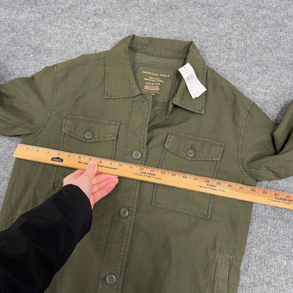 American Eagle Outfitters Shacket Women Small Olive Cotton Military Button Front - Picture 6 of 9